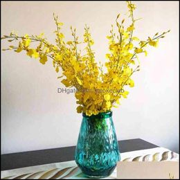 10Pcs/Lot 90Cm Yellow/White Butterfly Orc Artificial Flowers Branch For Home Art Decor Wedding Events Party Favour Drop Delivery 2021 Decorat