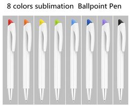 Wholesale Ballpoint Pen for Sublimation Blank Rotatable White Holder Ballpoint with Colourful Clip DIY Office Schoo