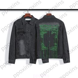 Fashion designer Men's Jacket Chao Brand Craft Embroidered Sling Letter Arrow Washed Old Denim