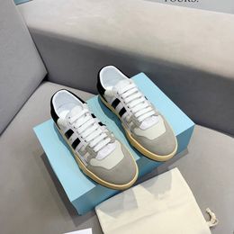 2023 Designer Sneakers Oversized Casual Shoes White Black Leather Luxury Velvet Suede Womens Espadrilles Trainers mens women Flats Lace Up Platform With Box 0801