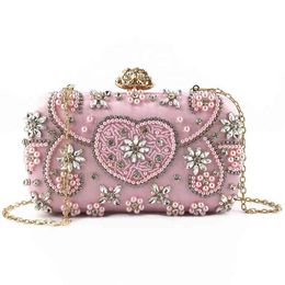 Luxury Handmade Beaded diamond Evening Bag embroidered women's wedding handbag elegant flower wedding dinner bag