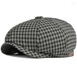 Berets 2022 Spring Summer Hat Caps For Men Women Breathable Plaid Octagonal Sboy Cap Male Female Artist Beret HatBerets Wend22