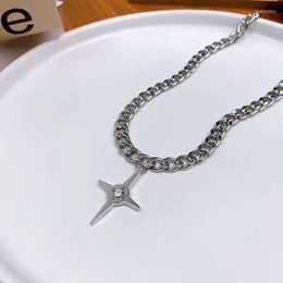 Chains Necklace Women North Star Necklaces Woman Chain Pendant Simple Jewellery Unisex Silver Colour Trendy Sweet Metal Zinc Alloy