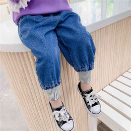 Jeans For Girls Patchwork Toddler Girl Jeans Striped Jeans For Kids Girls Spring Autumn Baby Girl Clothes Casual Style 210412