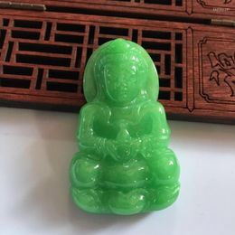 Pendant Necklaces Natural Myanmar Jade Hand-carved Guanyin Green Necklace Emerald Pendants Jadeite Jewelry Men WomenPendant