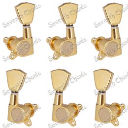 A Set 6 Pcs Gold Guitar string Tuning Pegs keys Tuners Machine Heads for Acoustic Electric Guitar With Trapezoid Buttons