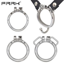 FRRK K01 K02 K03 K04 Metal Penis Rings for FRRK Chastity Cage Uses Built-in Lock Strap PU Belt 40mm 45mm 50mm 55mm Sex Toys Shop 220606