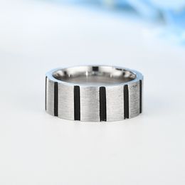 Black Stainless Steel Ring Tyre Cross Groove Band Rings for Man Women Finger Fashion Hip Hop Jewellery