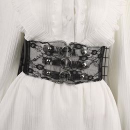 Belts Lace Elastic Wide Belt Ladies Ring Design Decorative Dress Tops Shirts Jeans Accessories Fashion Gothic For WomenBelts Emel22