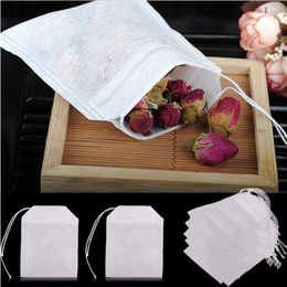 Teabags 100Pcs/Lot 5.5 x 7CM Empty Drawstring Tea Bags Tools Heal Seal Filter Paper for Herb Loose Tea