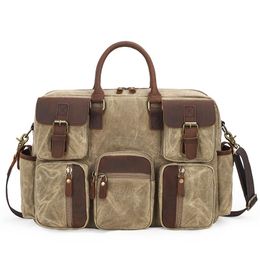 Duffel Bags Travel Tote Bag European And American Horizontal Men's Briefcase Canvas Messenger Shoulder BagDuffel
