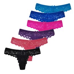 5 PCS/Set Sexy Lace Thong Women Low Waist Panties Transparent Underwear Ladies Lingere Panty Underware Womens G String 87169 220512