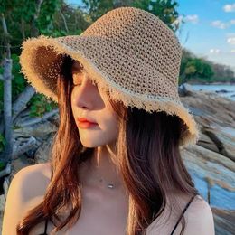 Beach Sun Protection Hat for Women Men Shade hat 2022 Spring Summer Straw Small Brim Hats Woman Foldable Bucket Cap Girl Fashion Caps Female Sunhat Sunhats