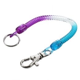 Lobster Clasp Hook Colorful Spring Stretchy Coil Keyring Keychain Strap Rope Cord