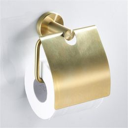 Toilet Paper Holder Black/Brushed Gold Stainless Steel Paper Hook Towel Rack Roll Paper Holder With Cover Hardware Accessories 220624