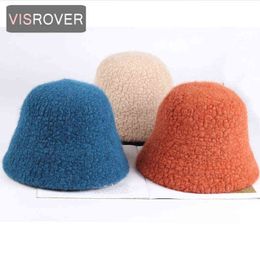 Fish Rover New 6 Colour Winter Bucket Cap For Women Real Wool Autumn Fishing Hat Outdoor Sports Autumn Ladies Hat Gift wholesale J220722