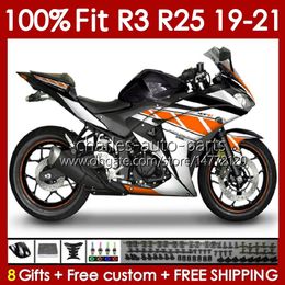 OEM Fairings For YAMAHA YZF R 3 25 YZFR3 YZFR25 2019 2020 2021 Body 141No.87 100% Fit YZF-R3 YZF-R25 2019-2021 Frame R3 R25 19 20 21 Injection Mould Bodywork Kit orange silvery