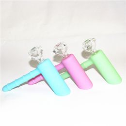 Glow in dark silicone water pipe silicone hand pipes portable hookah siliocone bong oil rig