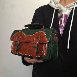 Evening Bags MBTI Vintage Japanese Style Shoulder Bag Woman Fashion Hasp Patchwork Bolso Mujer Crossbody Sac A Main Students Daily Casual