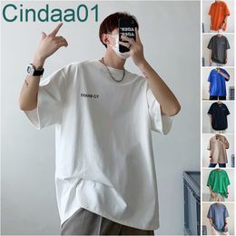 Youth Fashion Cotton Shirt Summer Short Sleeved T-shirt Mens Oversize Loose Five Point Sleeve Clothes