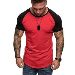 Men's T-Shirts Patchwork T Shirt For Men Casual Round Neck Summer Top Tees Short Sleeve Gym Sports Tops Daily ClothingMen's