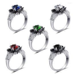 Cluster Rings Hainon Silver Colour Women With Shiny Zircons Black Bat Animal Ring Distribution Punk Jewellery Party GiftsCluster Rita22