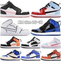 1 1S Kids Basketball Shoes High Quality Jumpmans Babys Sneakers Turf Orange Fearless UNC Chicago Patent Royal Children Sports Shoe Size 26-37