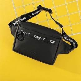 TINYAT Men Women Waist Pack Purse Casual Large Belt Pouch PVC Canvas Travel Phone Fanny Banana Hip Bag 201118