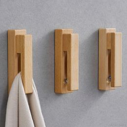 Hooks & Rails Wood Towel Hook Self Adhesive Vintage Wall Mounted Rack Holder Bag Clothes Hanger For Bathroom Kitchen A30 21 DropHooks