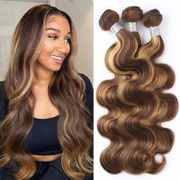 27 inches hair NZ - Highlight Omber Body Wave Bundles 30 Inch Brazilian Human Hair 1 3 Bundles P4 27 Honey Blonde Brown Remy Extensions