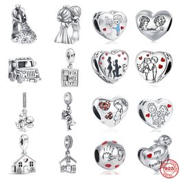 925 Sterling Silver Dangle Charm Couples Family Car Wedding Bead Fit Pandora Charms Bracelet DIY Jewellery Accessories