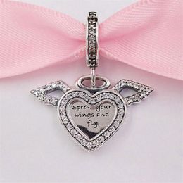 -100% 925 Sterling Silver Heart e Angel Wings Leggerca perla addici si adattano europeo Bracelets258c in stile Pandora.