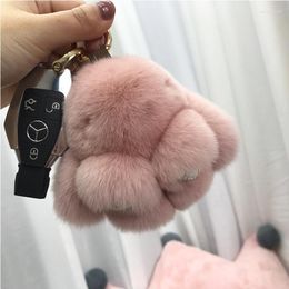 Keychains Mini Real Rex Fur Keychain Toy Doll Keyring Tote Bag Charm 10CM Car Pendant Enek22