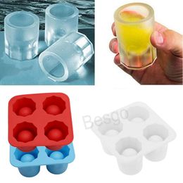 4 Grid Ice Cup Makes Mould Bar Party Cocktail Ice Cubes Mould Summer DIY Ices Cube Tray Moulds Silicone Column Moulds 4 Colours BH6343 TYJ