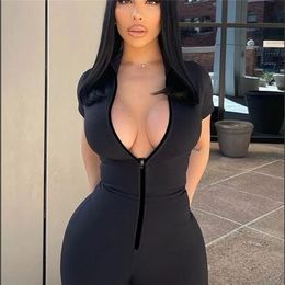 Sibybo Sculpting Playsuit Women Sexy Short Sleeve Waist Corset Rompers Jumpsuits Femme Summer Zip Body-Shaping Outfits 220725