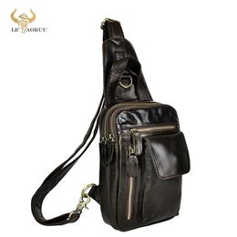 Top Quality Mens Genuine Real Leather Cowhide vintage Waist Chest Pack Bag Sling Crossbody Bag Daypack B574 201117