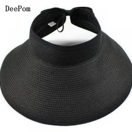 DeePom Summer Hats For Women Girls Foldable Parent-child Sun Hat Female Panama Cap Straw Women's Beach Bowknot Portable 220513gx