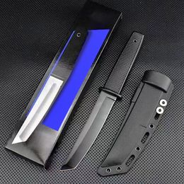 New H7192 Survival Tactical Straight Knife 440C Black Titanium Coating Tanto Blade ABS Handle Fixed Blade Knives with Kydex