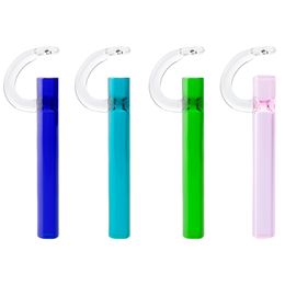 Headshop214 Y011 Smoking Pipe About 12cm Length Colourful Oil Rig Glass Pipes With Clear Cap