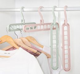Multifunctional hanger home balcony folding magic storage creative nine holes rotating clothes non-slip drying hanger