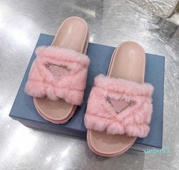 black female sandals slides Fur Women Slippers Summer Furry Sandal Flip Flops Lady Shoes Mules Plush Slide Ladies casual