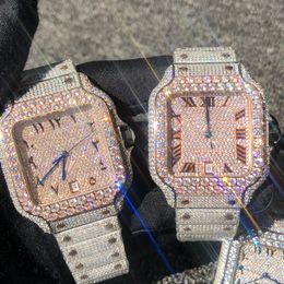 Carier Mixed BP Factory 2023 Rose Gold Silver Cubic Zirconia Diamonds Watch Arabic Numerals Luxury Missfox Square Automatic Men Full Iced Out Watches Cubic Zircon Wr