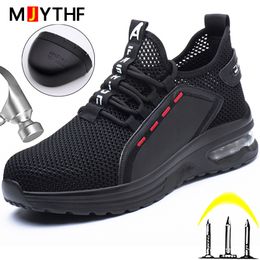 Men Work Safety Shoes Steel Toe Cap work Sneakers Lightweight Comfort Men Shoes Anti-smash Anti-puncture Indestructible Shoes
