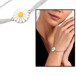 Tesbihane Zircon Daisy Design 925 Sterling Silver Women Bracelet Link Chain