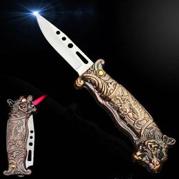 Torch Turbine Lighters Multifunction Knife Lighter Portable Folding Knife Butane Windproof Field Tool Cigarette Accessories Best quality
