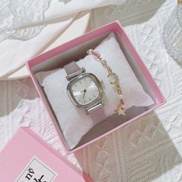 Wristwatches Stylish Casual Ladies High Quality Stainless Steel Mesh With Small Dial Square Quartz Watch Student Girl Simple Vintage ClockWr