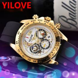 New Men's Automatic Party Watch Quartz Hour Hand Stainless Steel Case Clock High Quality Rubber Strap Fashion Multifunctional Waterproof Wristwatch