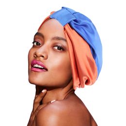 New Muslim Silky Turban women Double Layer Elastic Wrap Head Caps female Hairloss Chemo India Hat Bandana Satin Turbante Mujer