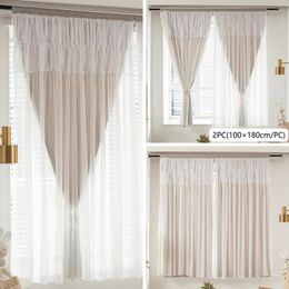 Curtain & Drapes Curtains Light Pink 2 Panels Home Layered Solid Plain And Sheer Window Shower ModernCurtain