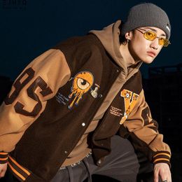 Giacche da uomo lettera ricamo di abbraccio varsity bomber giacca da uomo hip hop hop marrone primavera autunno femminile college cappotti oversize harajuku moda harajuku